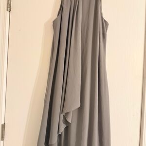 Gray Halter Neck Flowy Dress Womens Medium Layered Chiffon